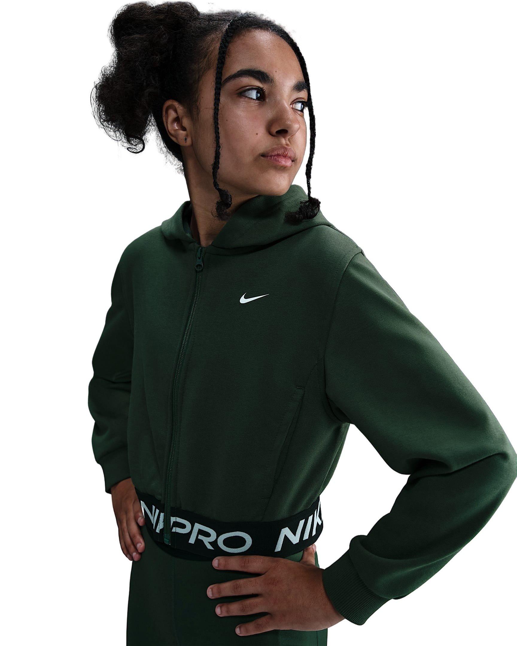 Nike Big Girls' Pro Fleece Dri-FIT Full-Zip Hooded Jacket - Fir Green - FIR GREEN